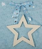 Painted Wooden Star with Blue Star Ribbon Hanger Nursery Decor or Baby Shower Decoration