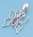 Sterling Silver Pendant - Butterfly - Amethyst / Clear Cubic Zerconia - 18mm Height