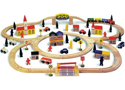 Childrens Toyshop  Spielwaren : Holzeisenbahn 100 Teile