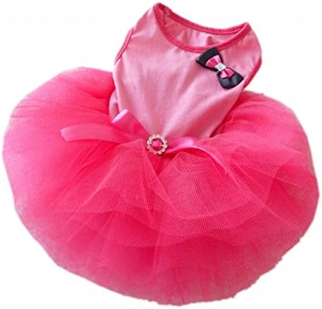Sunlilee Dog Wedding Tutu Dress Lace Bowknot Cat Vest Dress Pet Shirt Puppy Clothes (Pink,M)