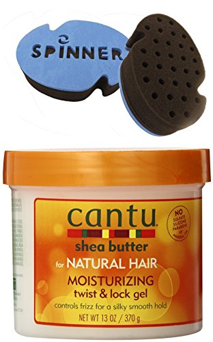 Spinner Extra Firm Premium Hair Sponge for Dreads & Afro with Cantu Shea Butter for Natural Hair Moisturizing Twist & Lock Gel，13 Oz