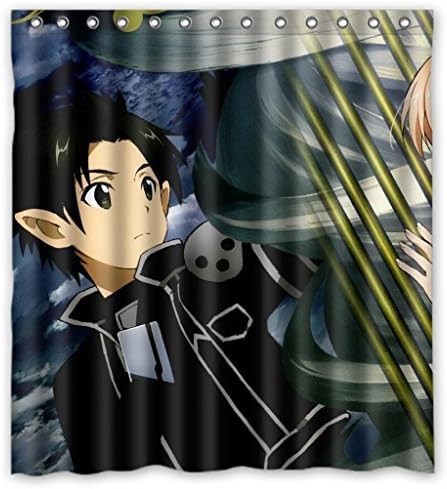 Hello Anime Cartoon lucky boy and angel 100% waterproof polyester Shower Curtain Rings Included Measure 66x72 inches
