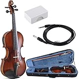 ADM 4/4 Full Size Handcrafted Solid Wood Ebony Fitted Acoustic/Electric Violin Outfit with EQ in Brown