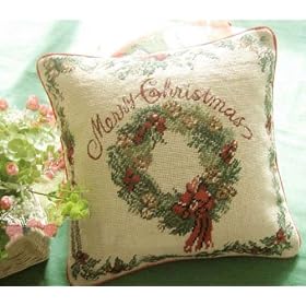 Gorgeous Wool Needlepoint Christmas Cushion Cover 27 by Victoria's Deco