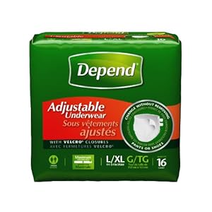 Depend Adjustable Underwear, L/XL 16 Count (Pack of 3)