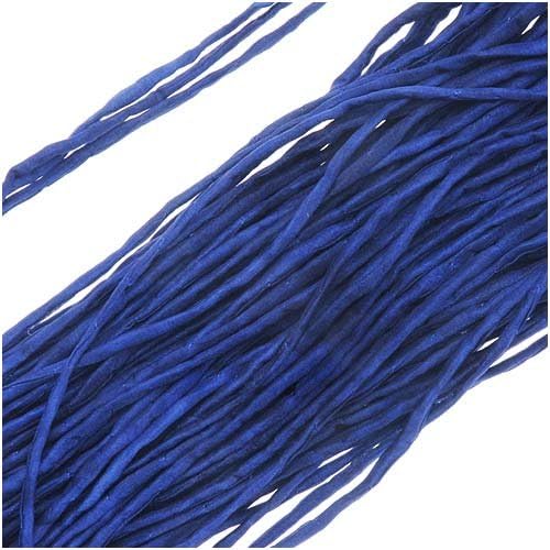 Silk Fabric String 2mm "Cobalt Blue" 42 Inch Strand (1)
