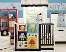 Hot Sale Kids Line 4 Piece Crib Bedding Set, Robots Play