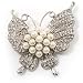 Exquisite Pearl Style Crystal Butterfly Brooch