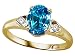 1.54 cts Genuine Blue Topaz and Diamond Ring - 14kt White or Yellow Gold