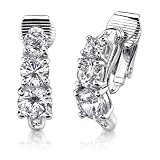 Sterling Silver Round Shape White Cubic Zirconia Clip On Earrings