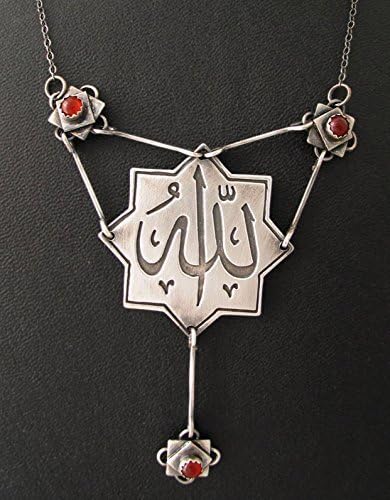 Women's Allah necklace in sterling silver and gemstones