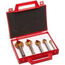 Magafor 4832 Series Cobalt Steel Single-End Countersink Set, TiN Coating, 3 Flutes, 60 Degrees, Round Shank (5 Piece Set)