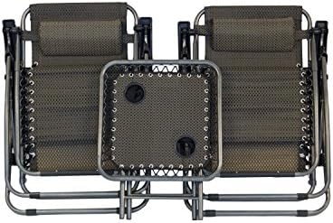 Zero Gravity 3 Piece Set Reclining Pool Patio Outdoor Lounge Chairs & Table