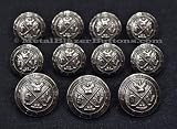 Metal Silver Toned Shank Blazer Sport Coat Button Set ~GOLF KINGS COAT-OF-ARMS~