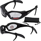 LTD Foam Padded Motorcycle Sunglasses, FREE Rubber EAR LOCKS and Microfiber Cleaning/Storage Pouch - MATTE Black Frame