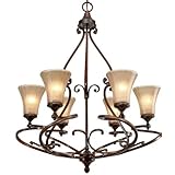 IMAGE OF Golden Lighting 4002-6 RSB 30-Inch W by 36.5-Inch H Loretto Six Light Chandelier, Russet Bronze Finish