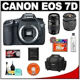 Canon EOS 7D Digital SLR Camera Body + Tamron 28-80mm Zoom Lens + Tamron 70-300mm Di LD Macro Zoom Lens + 16GB Card + Case + Cameta Bonus Accessory Kit