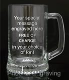 Personalised Engraved 1 Pint Glass Tankard, Free Engraving of Your Special Message, Luxury Gift Box