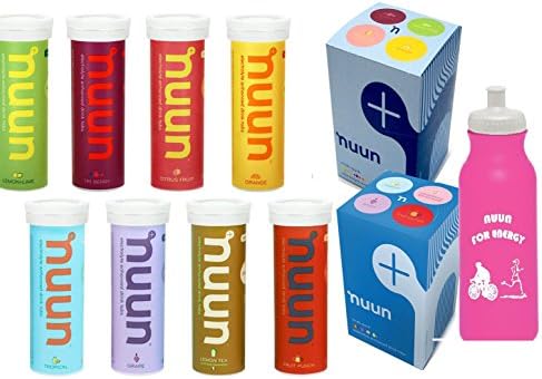 Nuun Active Hydration All 8 Flavors Full Sampler Pack, New and Improved Formula,(8 tubes- 80 tabs) Includes Drink Bottle As Seen