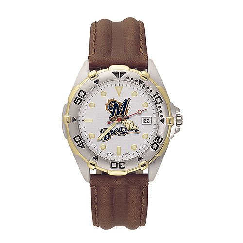 Milwaukee Brewers MLB All Star Watch with Leather Band - Men's