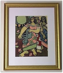 Tres Mujeres, Original 1945 Figurative Watercolor Painting on Paper By Carmel Artist Victor Di Gesu (1914-1988) - Framed Artwork
