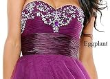 Strapless Beaded Cocktail Formal Prom Dress #700 (6, Eggplant)