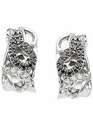 Sterling Silver Black and White Diamond Earrings - 0.33 Ct. -- LIFETIME WARRANTY