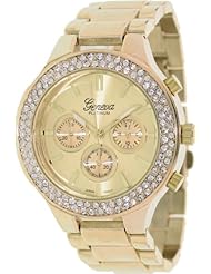 Geneva Platinum Womens 9320.Gold.Gold Gold Stainless-Steel Quartz Watch with Gold Dial