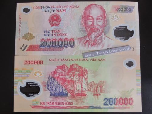 200,000 Vietnam Dong Polymer Banknote Uncirculated Mint