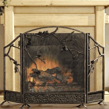 Pinecone Cast Iron Fireplace Screen
