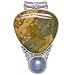 Sterling Silver Ocean Jasper and Created Mabe Pearl Pendant by Sajen