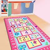 FADFAY Home Textile,Fashion Hopscotch Kids Carpet Bedroom,Sweet Pink Rug,Designer Figure Children's Rugs