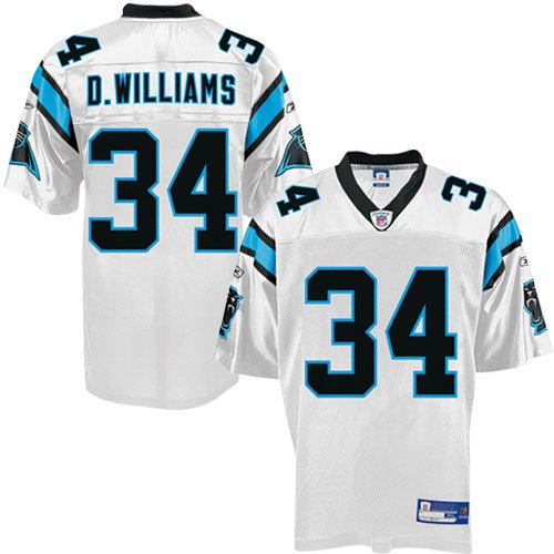 DeAngelo Williams Jersey: Reebok White Replica #34 Carolina Panthers Jersey - Large