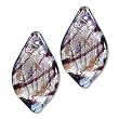 Murano Style Glass Silver Foil Blue and Purple Small Leaf For Earrings (2)