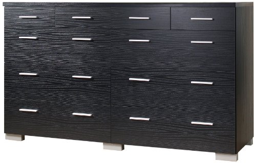Tvilum Vancover Double Dresser, Black and Woodgrain