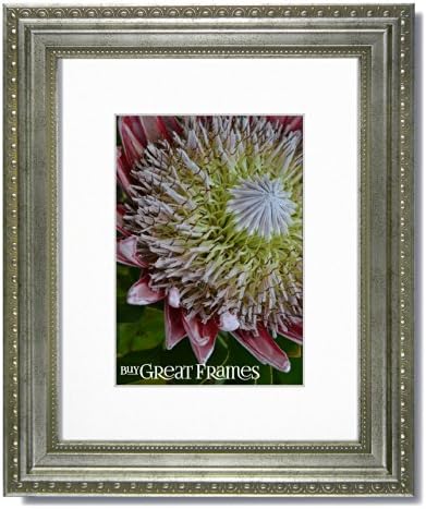 Set of 2 - 5x7 Ornate Heritage Silver Photo Frame with Clear Glass, Easel Back and a single Warm White Mat for 3.5x5