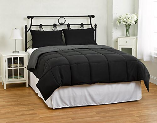 Cozy Beddings Reversible Down Alternative Comforter Set, Full/Queen, Black/Grey