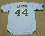 HANK AARON Milwaukee Brewers 1975 Majestic Cooperstown Throwback Away Jersey, 2XL