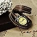 YesurpriseWeave Fashion Rivet Weave Wrap Around Leather Retro Bracelet Woman Wrist Watch Gift Brown