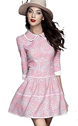 General Print Elbow Length Sleeves Spring 2015  Dress