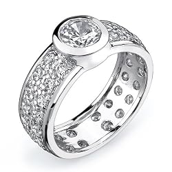 Cherished Eternity: Sterling Silver Eternity Style Size 7 Engagement Ring with CZ Diamonds