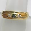 14K Yellow Gold Green and White Diamond Ring