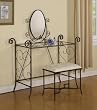 Metal Vanity Table With Mirror And Stool Set