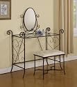 Furniture online: Brown Metal Vanity Table With Mirror And Stool Set