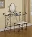 Brown Metal Vanity Table With Mirror And Stool Set