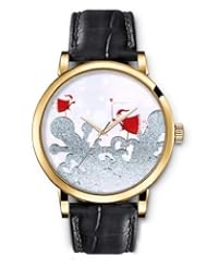 SPRAWL Aanalog Fashion Series Gold Ladies Watches of Genuine Black Leather Strap,Unique Wrist Watch for Women Girls Designed with red dolls