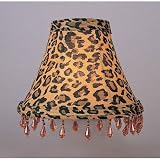 Review Livex Lighting  / Silk Bell Shaped Chandelier Clip On Lamp Shades - Leopard Print with Amber Beads - B1503