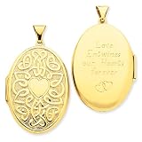 14k Gold Celtic Heart 38mm Oval Locket