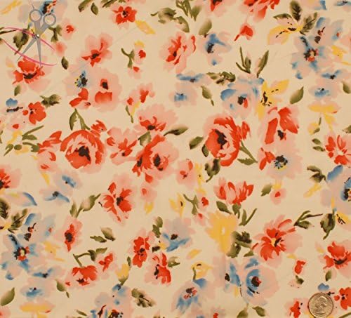 Spring Floral Print - Off White - Hi Multi Chiffon - Fabric By the Yard