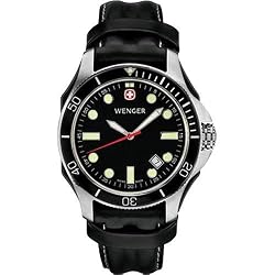 Wenger Men's 72325 Battalion III Diver Black Dial Black Leather Watch